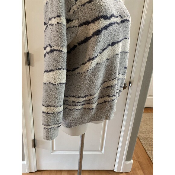 Barefoot Dreams CozyChic Hi-Low Pullover Blue/Cream Sweater -Size L - Picture 5 of 16